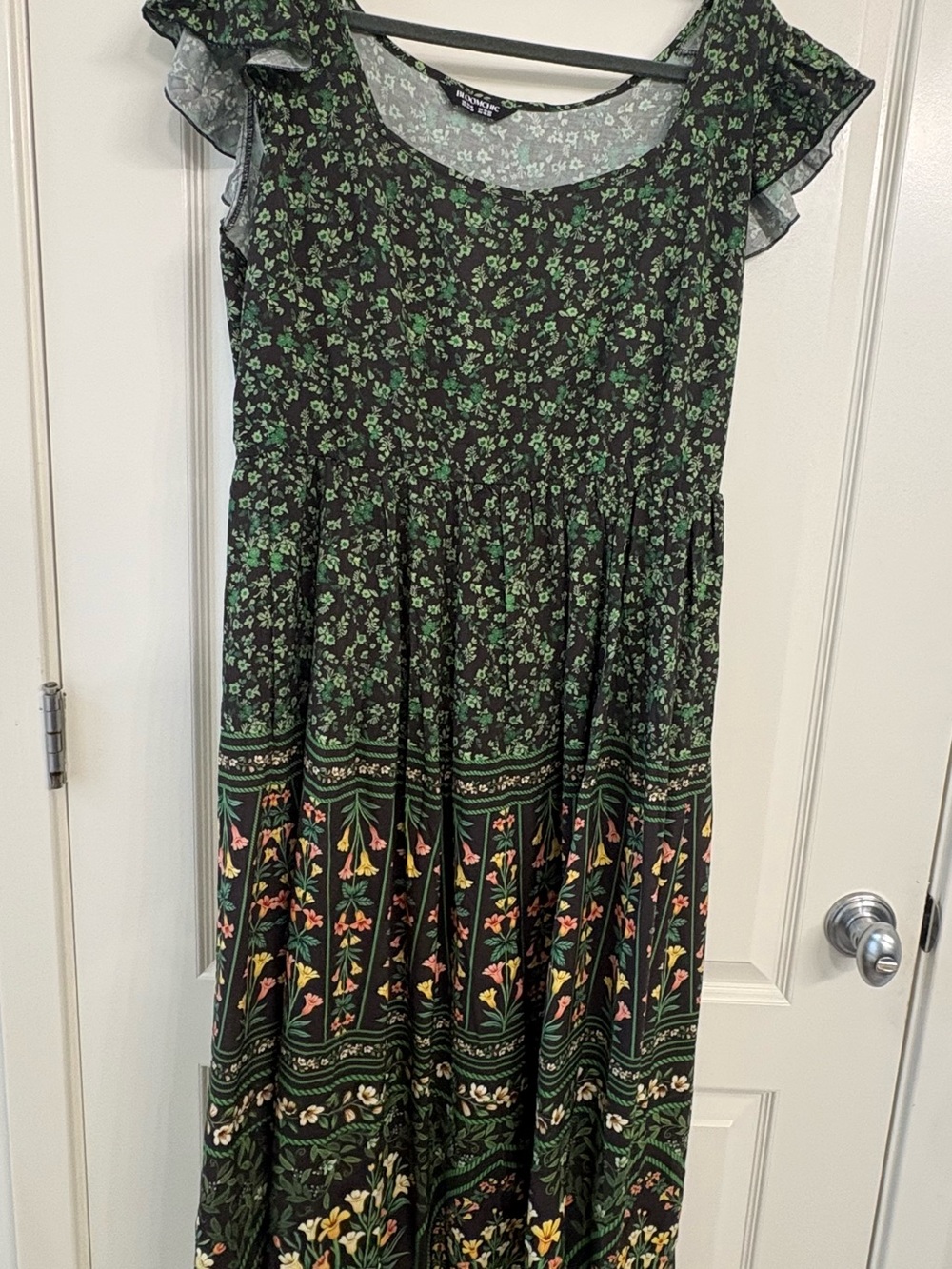 BloomChic Garden Fresh Floral Ruffled Sleeve Midi Dress Size 14/16 1X Boho